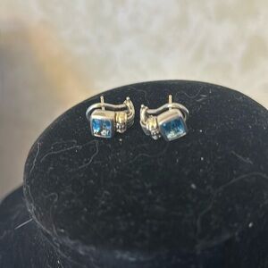 Bezel-Set Swiss Blue Topaz Earrings